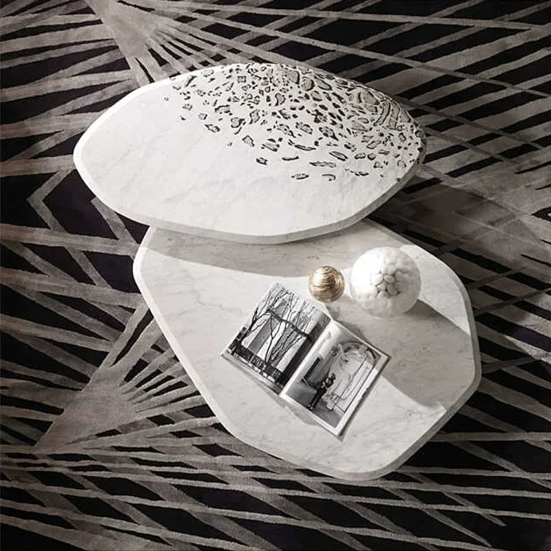 Particularly Marble Coffee Table Designer Villa Large Apartment Coffee Table Leopard Print Living Room Furniture Couchtisch XYCJ