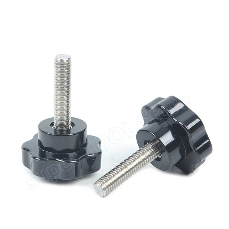 1pc M4 M5 M6 M8 M10 M12 304 Stainless Steel Star Shape Thread Clamping Handle Bolt Bakelite Hand Knob Tightening Screw