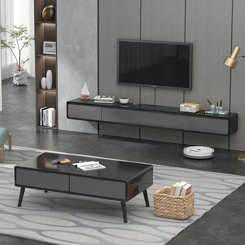 Black Simple Wood Tv Stand Standing Floating European Cabinet Tv Table Bedroom Design Mobile Tv Soggiorno Furniture Living Room