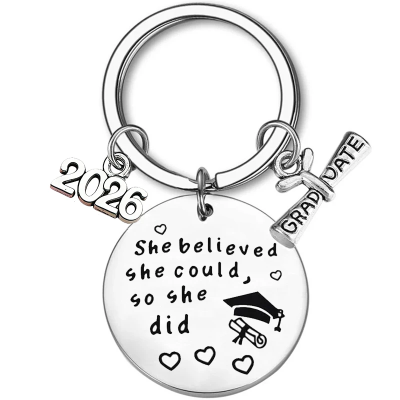 Regalos de graduación 2026 Llavero inspirador Ella creía que podía, así que ella hizo Llavero