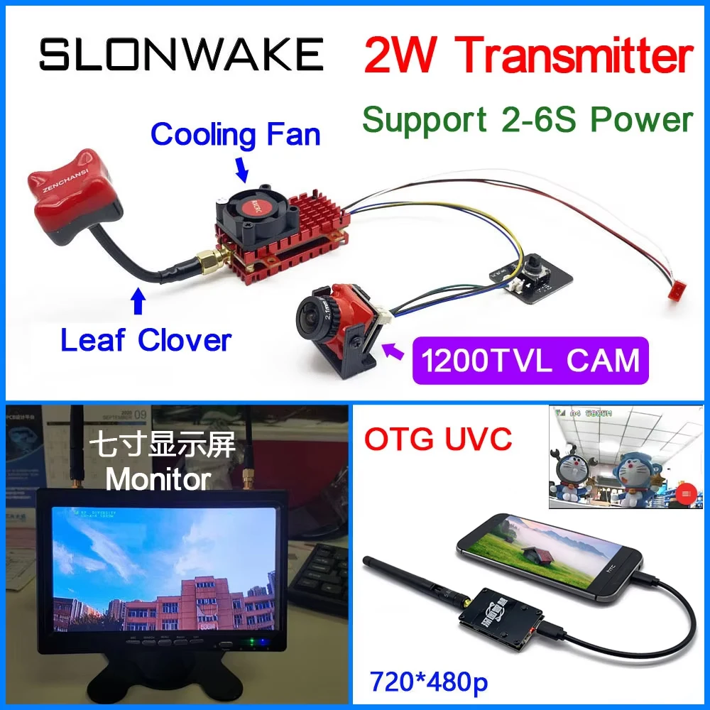 FPV microphone system kit 5.8g 48ch 2000mw vtx transmitter+Mini FPV Camera 1/3