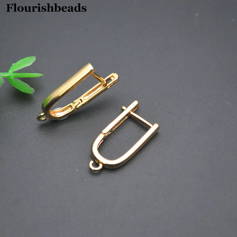 30pc Wholesale 18k Gold Color Long Oval Shape Smooth Metal Earring Making Clasps DIY Jewelry