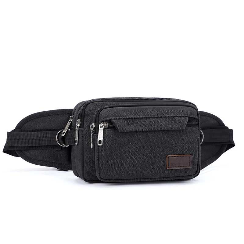 حقيبة خصر قماشية ذات سعة كبيرة مع سحاب للإغلاق، متينة، مثالية للمشي لمسافات طويلة والتنقل والأنشطة الخارجية، خصر رياضي ب