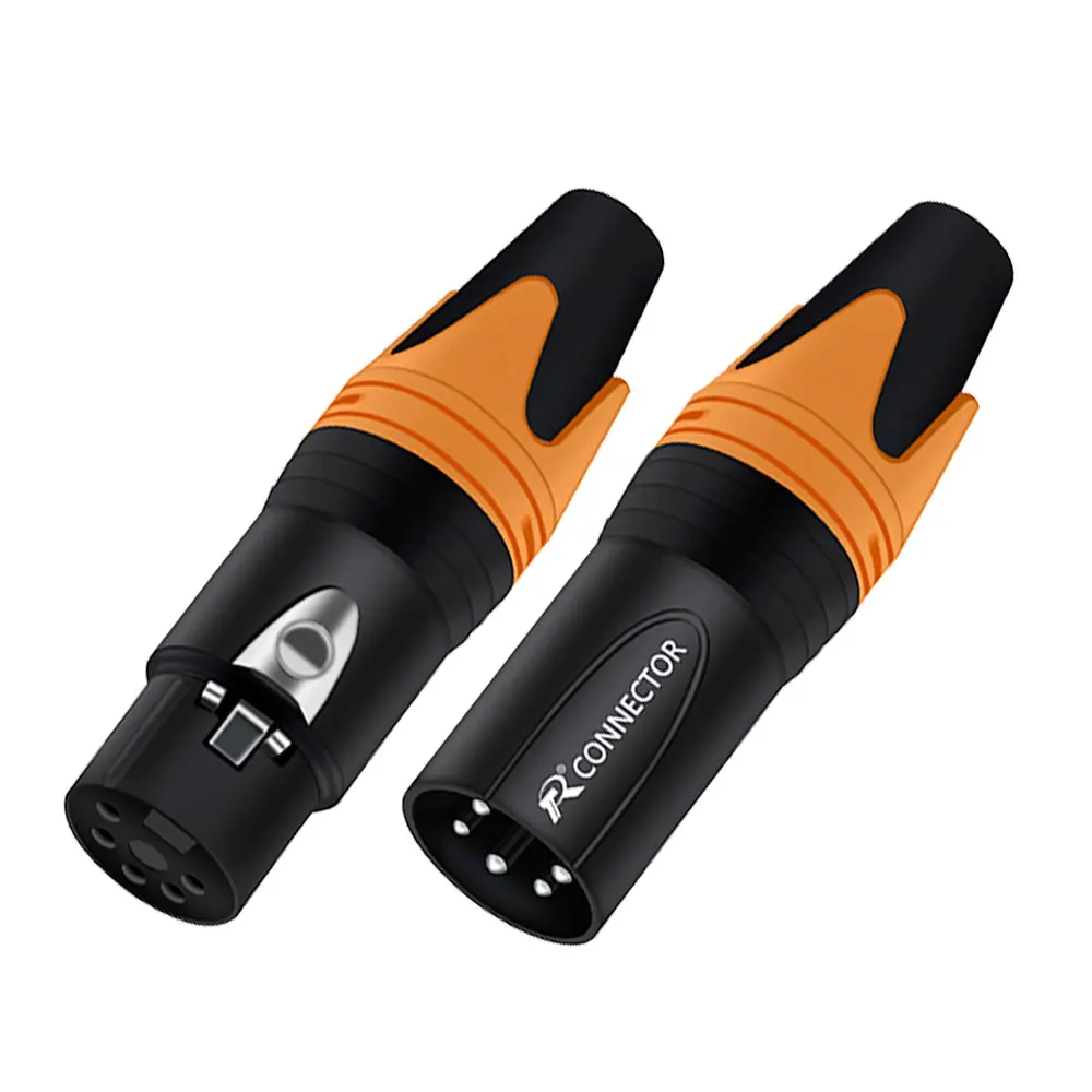 10pcs/lot 5 Pin XLR Connector Male / Female Jack Plug Nickel Plated 5 Pole Microphone Jack MIC Cable Terminal Audio Connector