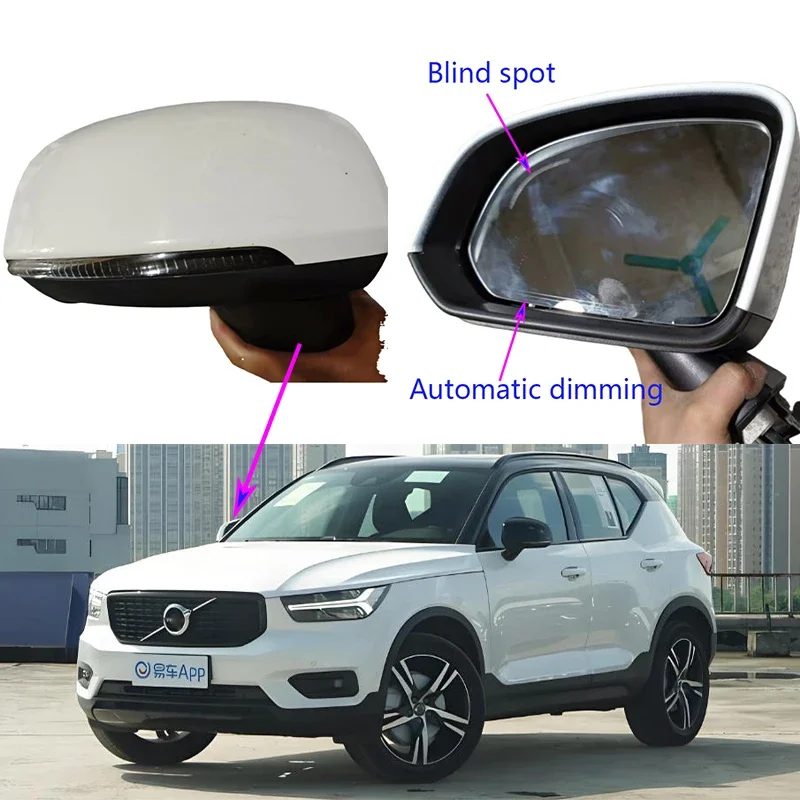 Car Rear Mirror Assembly for Volvo XC40 2020-2024， Multiple functions Heated blind spot automatic dimming Thermal control camera