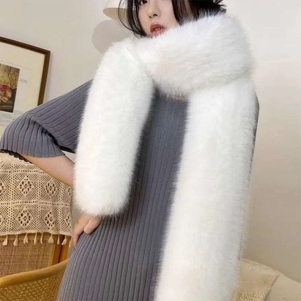 Fashion 6 Colors 180cm Fake Fur Long Scarf Thicked Fluffy Plush Neck Warmer Muffler Vintage Ladies Scarves Outdoor