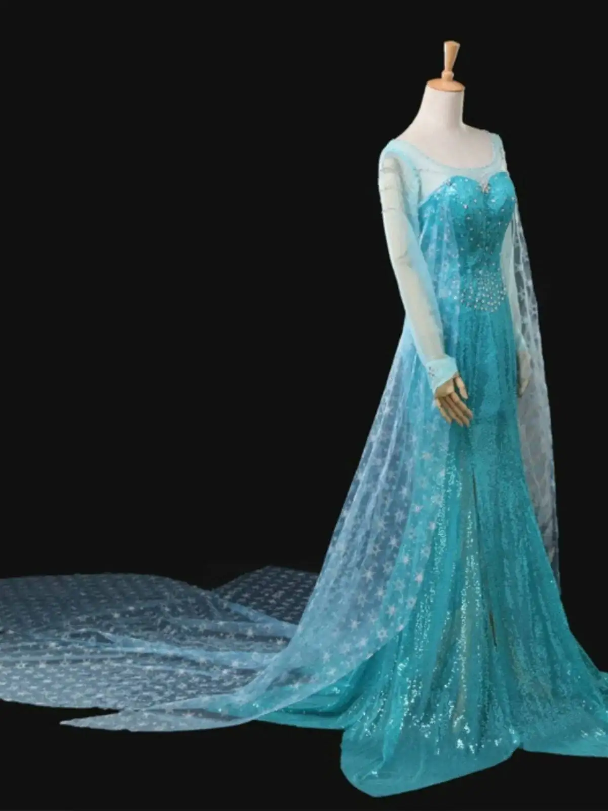 Nuevo vestido de princesa de hielo, disfraz de Reina de la nieve, vestido azul con capa para fiesta, Halloween, hecho a medida