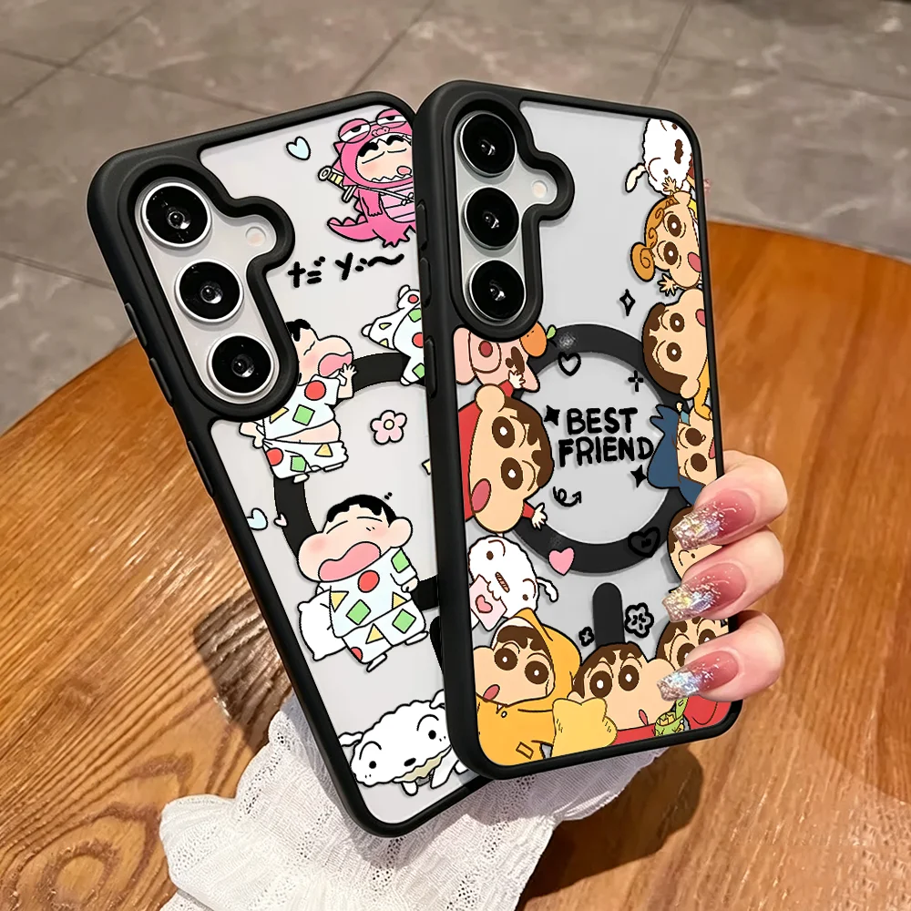 Cartoon C-Crayon S-Shinchans Phone Case for Samsung Galaxy A57 A37 A56 A25 F17 A54 A55 A35 A16 A15 A27 M17 A26 A17 A36 Magnetic