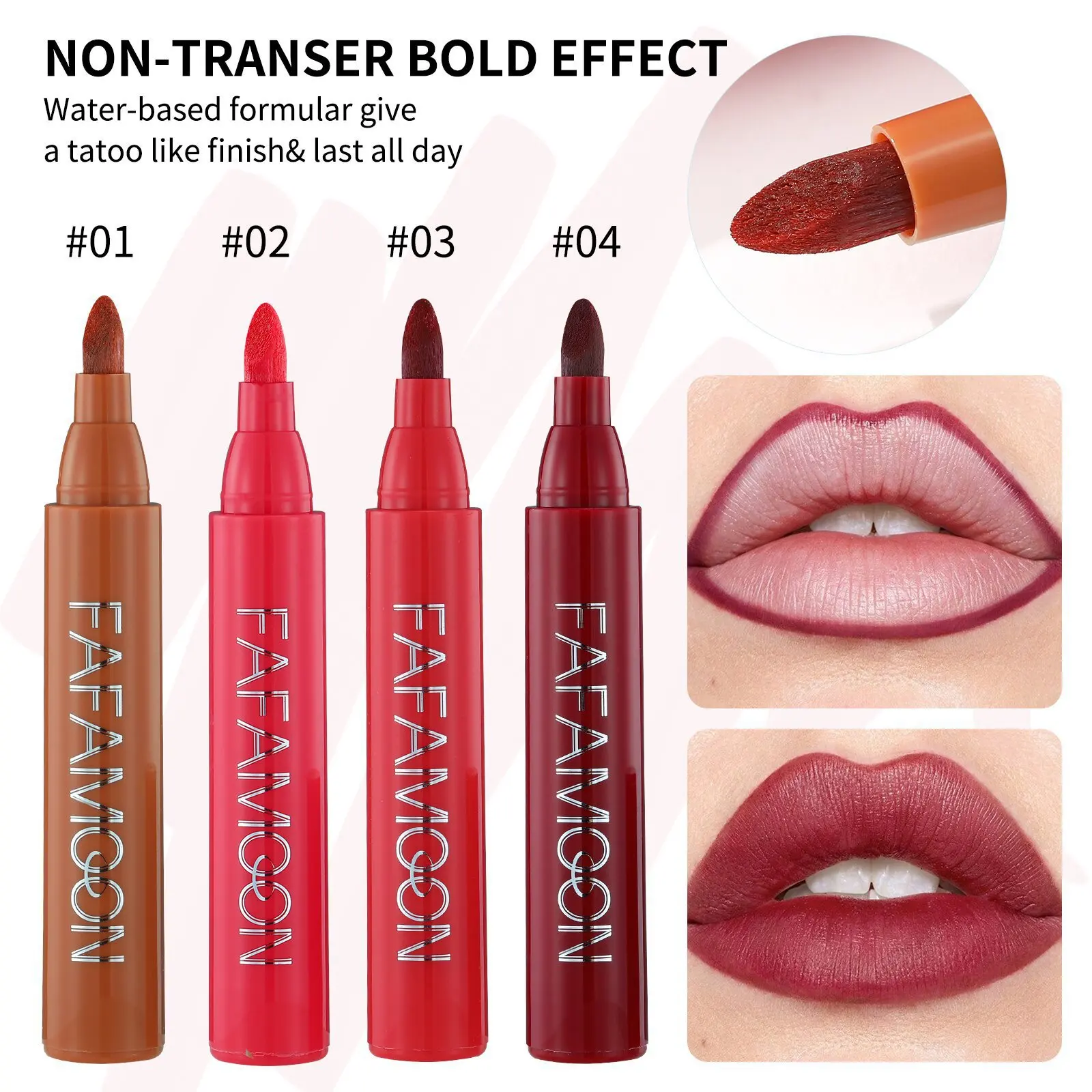 Nackter brauner Lippenstift Bleistift 4 Farben rote Kontur Tönung Tattoo Lip gloss wasserdicht lang anhaltende matte Lippenstift Buntstift Stift Make-up