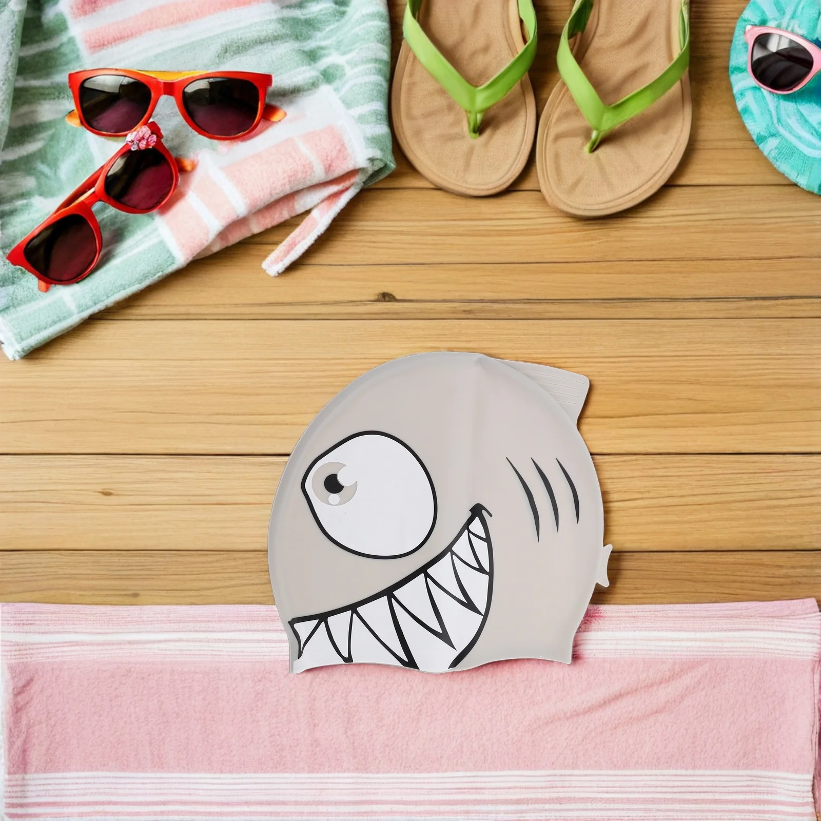 قبعة سباحة من السيليكون بتصميم قرش لطيف، قبعة سباحة مقاومة للماء لدروس السباحة، قبعة سباحة مائية لحمام السباحة #3