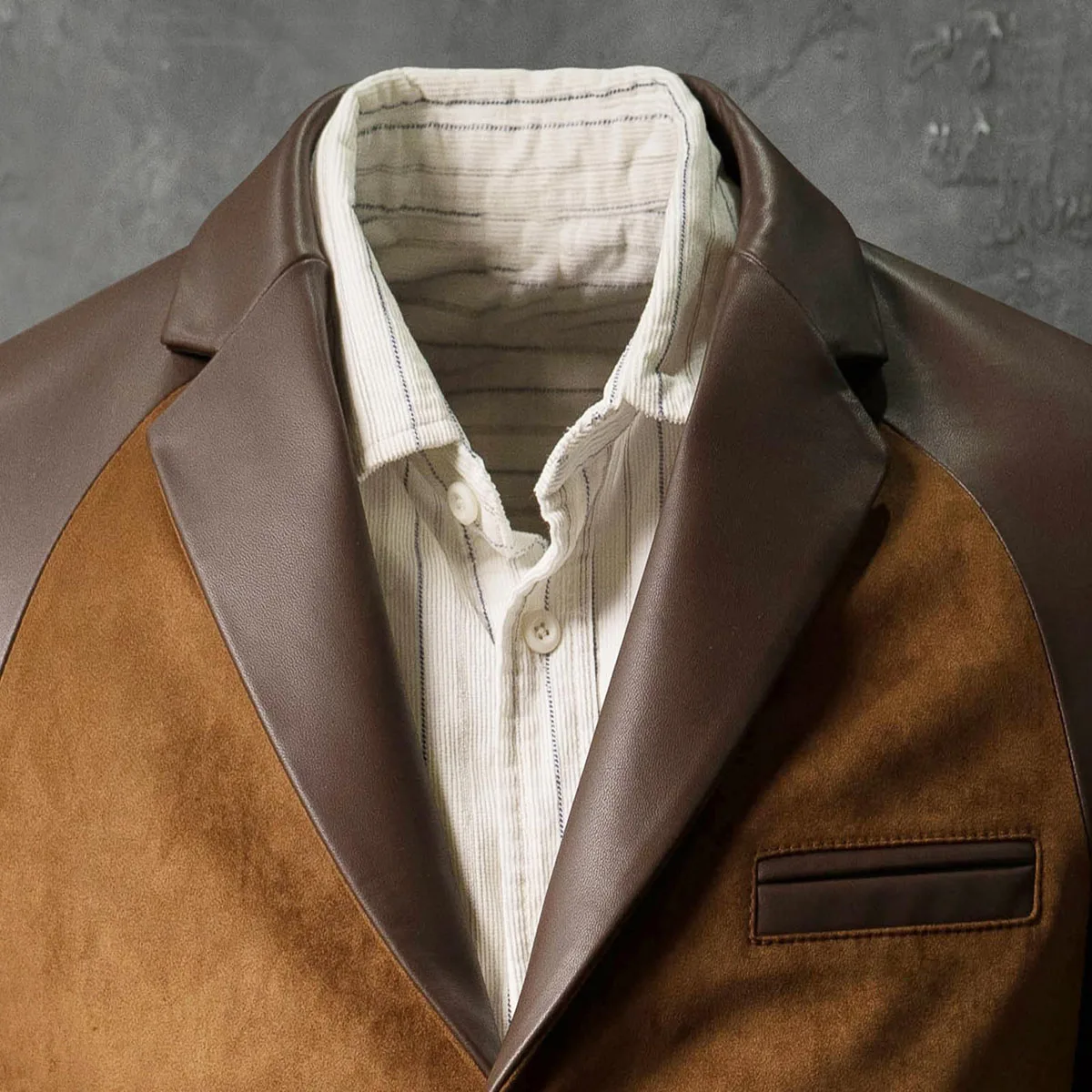 Designer Klassieke Heren Pak Jas PU Splicing Notched Revers Smoking Piekte Breasted Bruidegom Wear Business Party Blazer Aangepaste