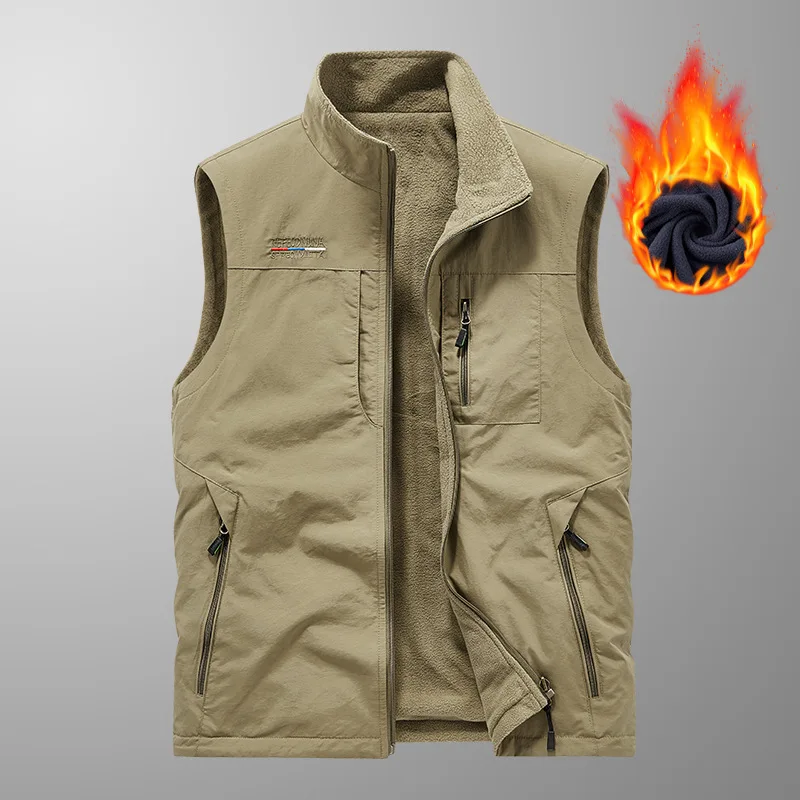 

Men's Casual Oversized Fce Lined Double Sided Wear Vest Comfortable Breathable Sport Scene Thiened Polyester Fabric