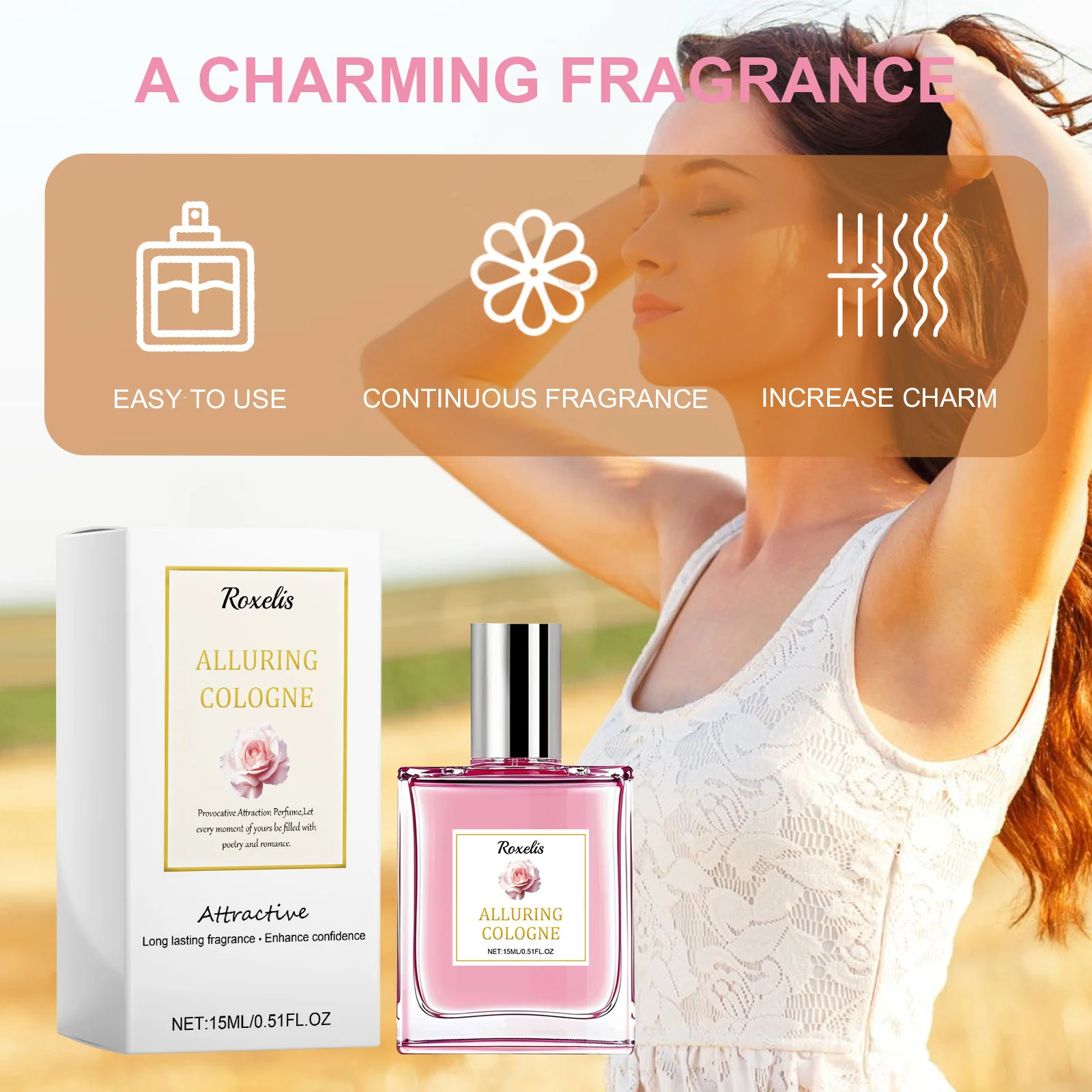 Sexuellement Phéromone Rose Durable pour Femme, sexuellement Floral observateur, Attraction, Délicat et Sexuellement, Éducant, Indépendance