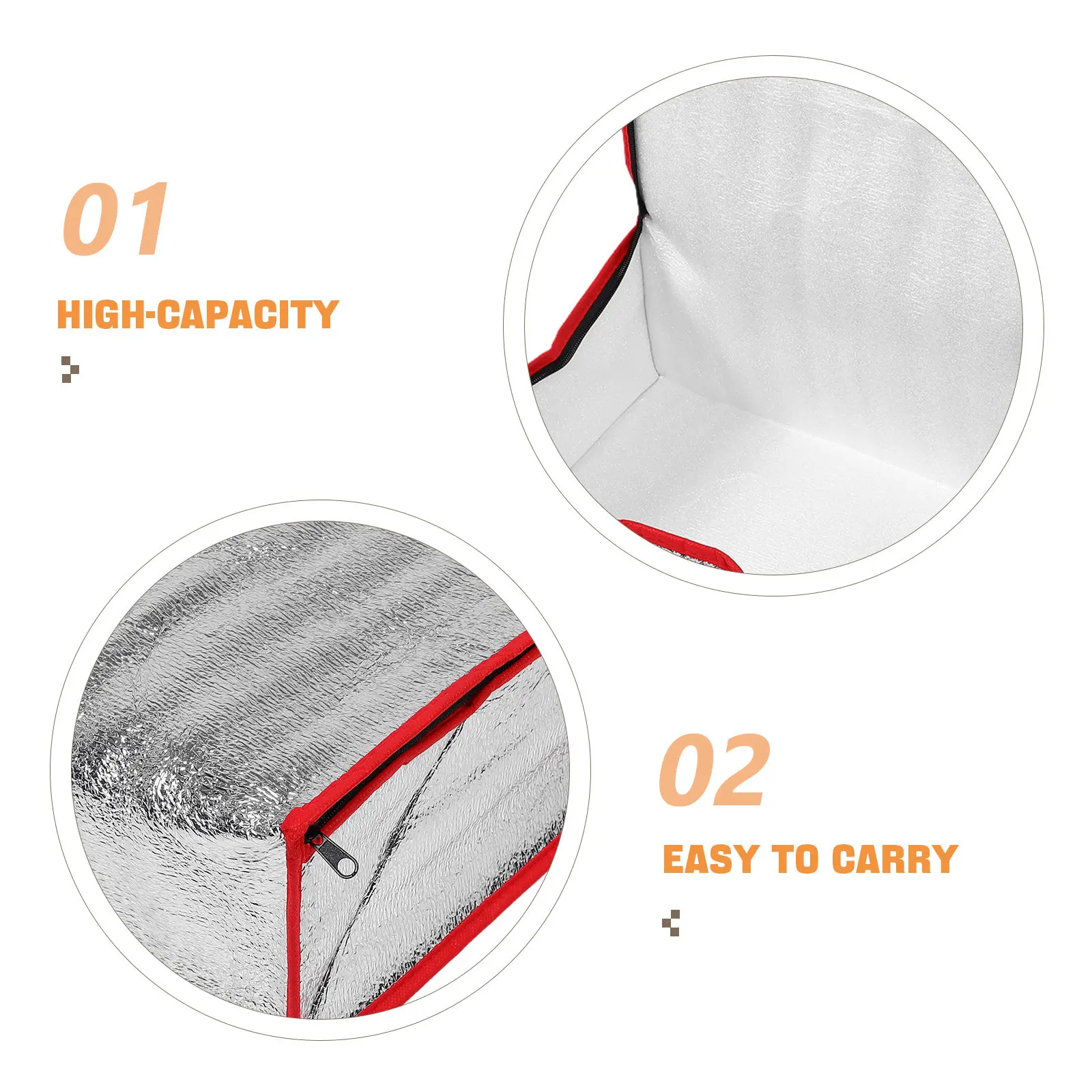 Reusable Aluminum Foil Insulated Bag Flat Bottom 36x26x15cm Portable Foldable Thermal Liner for Seafood Transport Cold Retention