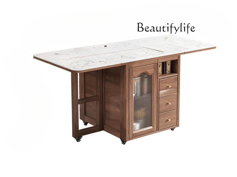 Coffee Table Living Room Stone Plate Foldable Side Table Sofa Side Cabinet  Cabinet Solid Wood Side Cabinet Folding Coffee Table