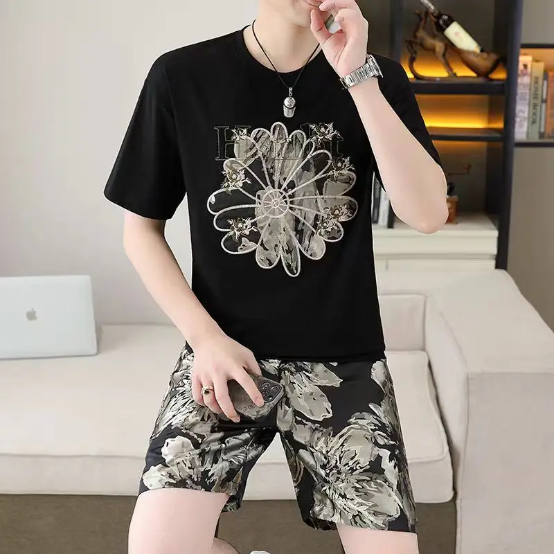 

Летний элитный мужской повседневный спортивный комплект ort Sve Five-Point orts Beach Sand One Set Clete Youth T-shirt orts Set