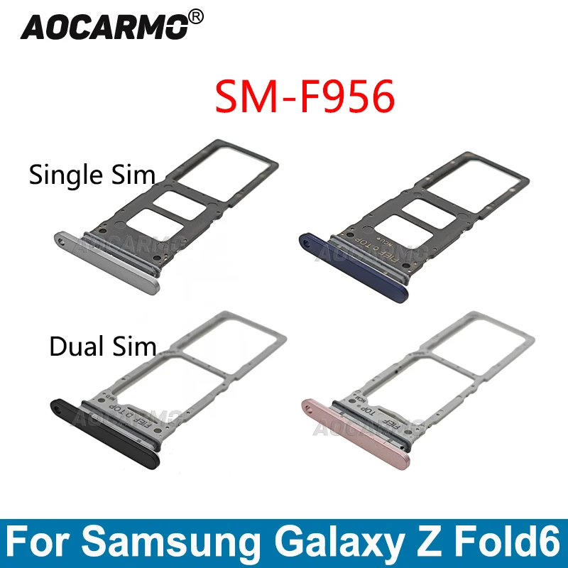 Aocarmo เดี่ยวและ Dual ซิมการ์ดถาดใส่อะไหล่สําหรับ Samsung Galaxy Z พับ 6 Fold6 SM- F9560