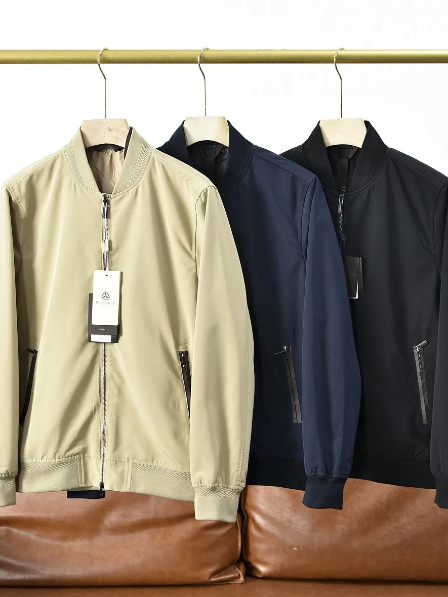 

Водонепроницаемая мужская куртка-пилот из смесового шелка и хлопка, повседневная, модная, городская, молодежная верхняя одежда с длинными рукавами, воротником-стойкой и боковой молнией