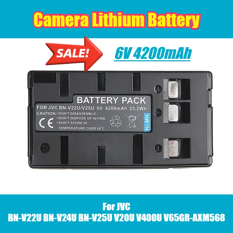 

6V 4200mAh Camera Lithium Battery,for JVC BN-V22U BN-V24U BN-V25U V20U V400U V65GR-AXM568