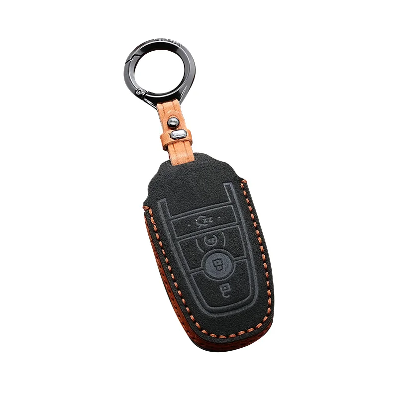 For Lincoln Aviator Nautilus Navigator Mkz Mkc Mkx Alcantara Leather Key Cover Keychain Key Case for Car Accessories