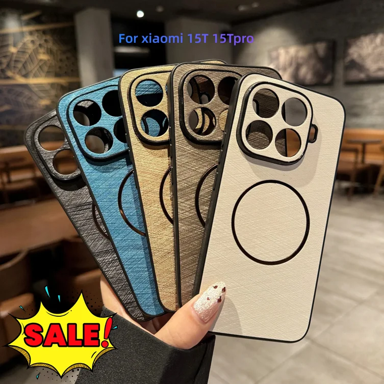 

Для Xiaomi MI 15T Pro чехол Роскошный золотой текстурированный матовый магнитный чехол для Xiaomi 15T pro 5G противоударный бампер Fudan