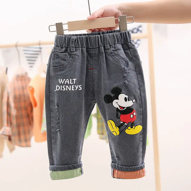 

Disney Children Cartoon Mickey Mouse Jeans Spring Autumn Baby Girls Boys Straight Denim Pants Kids Fashion Casual Trousers 1-6Y