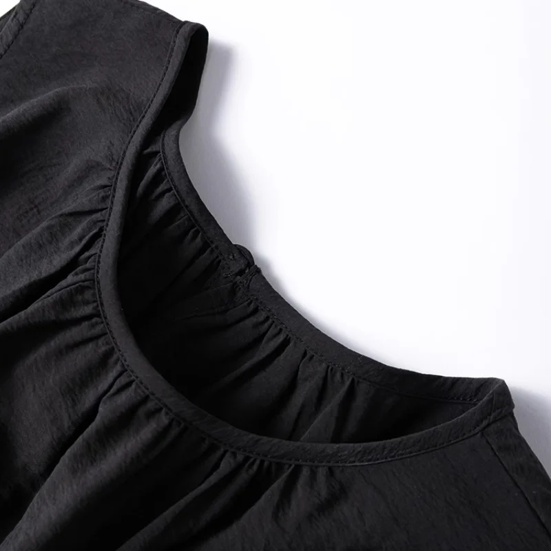 Birdtree zomer 76% moerbeizijde 24% nylon jurk, dames droge zijde O-hals mouwloze contrasterende kleur lange rok, 2025 nieuwe D56208JF