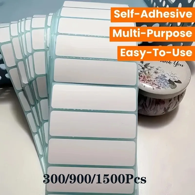300/900/1500Pcs New Adhesive Thermal Label Sticker Paper Blank Label Direct Print Waterproof Blank Tag Print Supplies for School