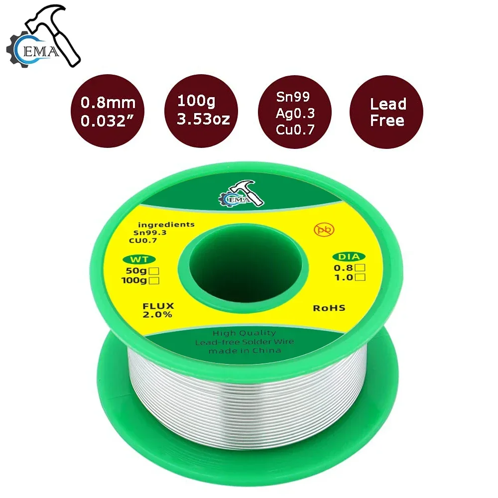Sn99.3/Cu0.7 Lead-free Solder Wire High Purity Soldering Wire Roll for Electronic Repair Environmental Protection tin Wire Flux