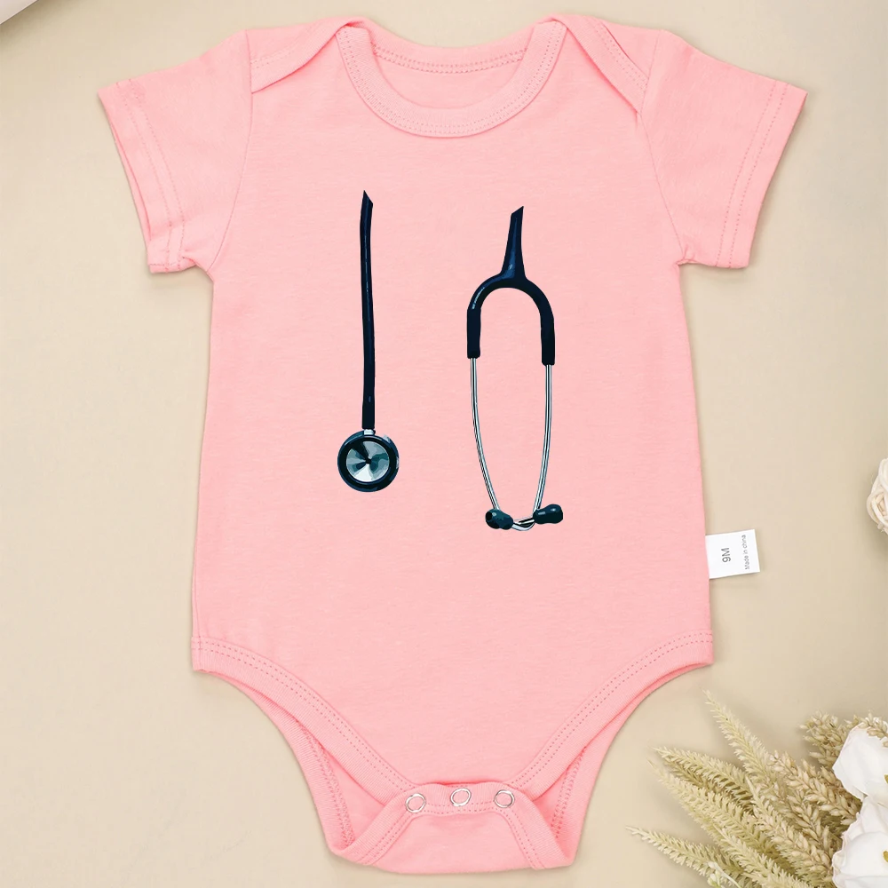 Onesies drôles de petit docteur pour bébé, style populaire mignon, tout-petit, combinaison pour fille, manches courtes, col rond, coton, bébé