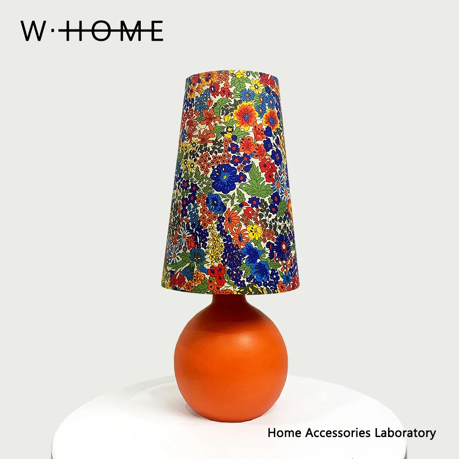 

Orange Ball Fabric Desk Lamp Imported Liberty Fabric Creative Atmosphere Lamp Gift