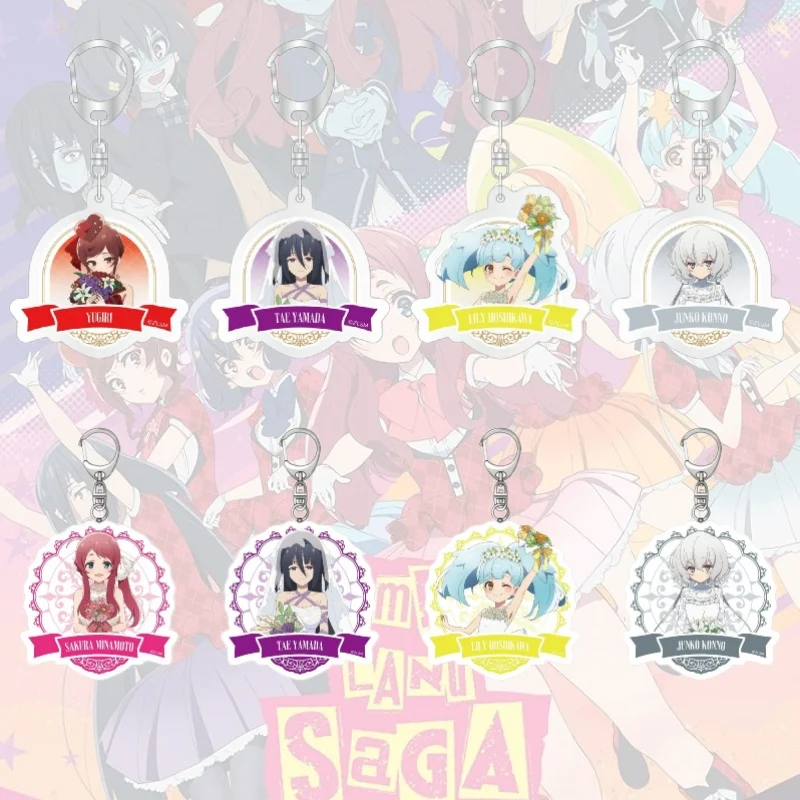 

Anime Zombie Land Saga Acrylic Pendant Keychains Sakura Minamoto Saki Nikaido Ai Mizuno Yugiri Car Key Chain Key Ring Gifts 6cm