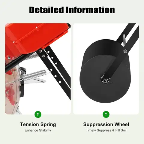 हैंड सीड स्प्रेडर, 10 बीक मैनुअल सीडर हैंडहेल्ड सीडिंग मशीन हैंड-पुश रोलर सीडर सोया मूंगफली मक्का के लिए 8 best sales टमाटर के बीज - №4