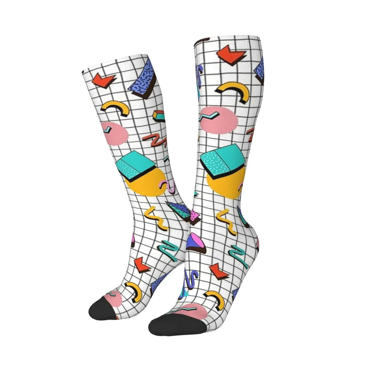 Funky 80s Eighties Memphis Pattern Design Socks Harajuku Stockings All Season Long Socks for Man's Woman's Birthday Present