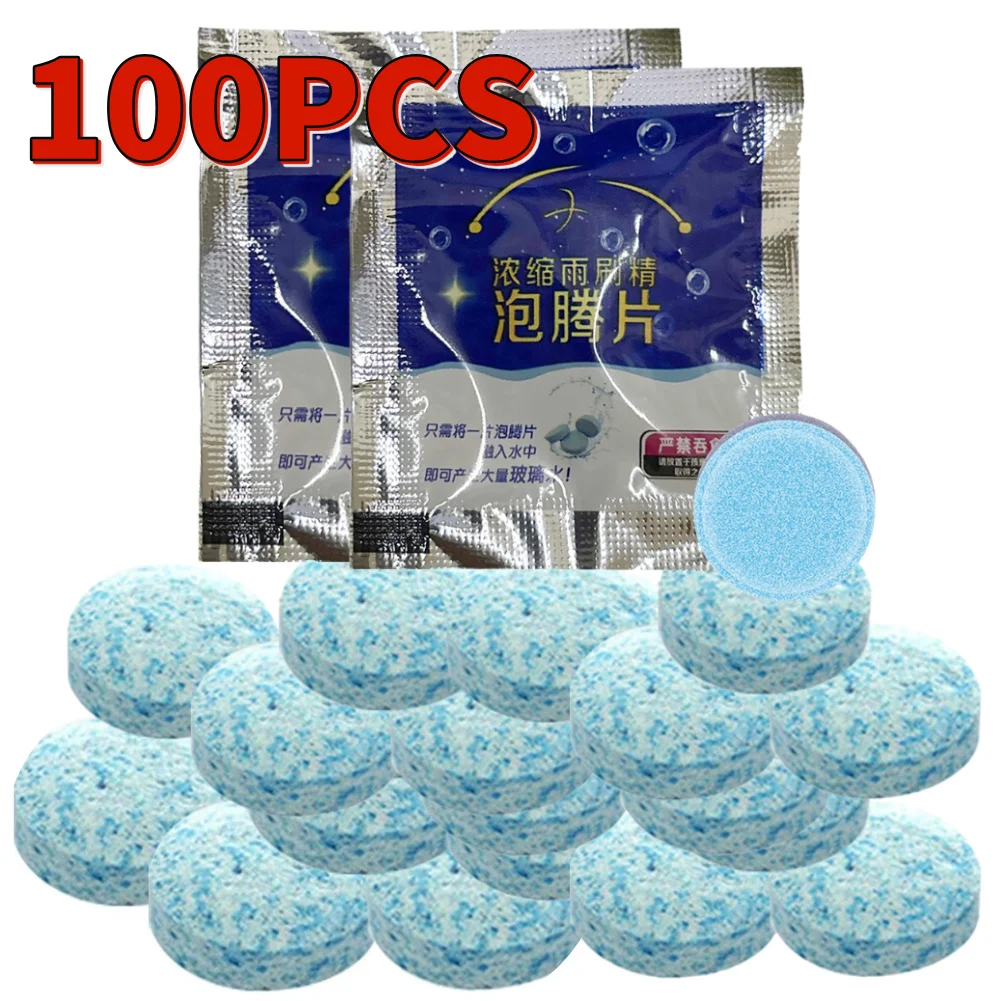 

100 шт., автомобильный стеклоочиститель, твердая очистка, автомобильный стеклоочиститель, твердый очиститель, шипучие таблетки, очиститель лобового стекла, оконного стекла