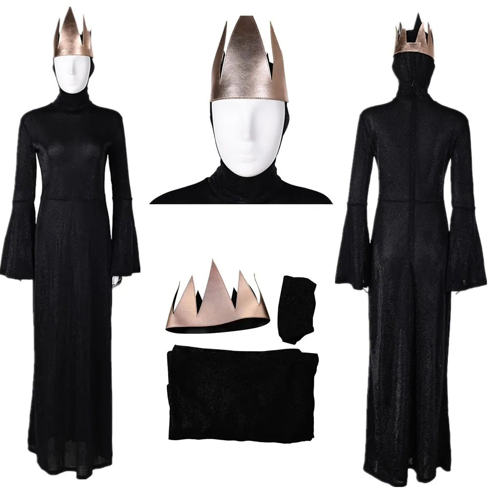 

Взрослые женщины платье злая королева косплей костюм фильм фантазия снег принцесса корона повязка на голову наряды Хэллоуин карнавальный костюм для вечеринки