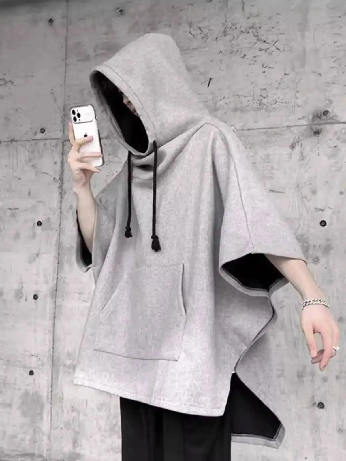 Unisex Couples Irregular Loose Hoodies Outerwear Unisex Summer Thin Japanese Style 300lbs Extra Large Size Bat Sleeve Hoodie