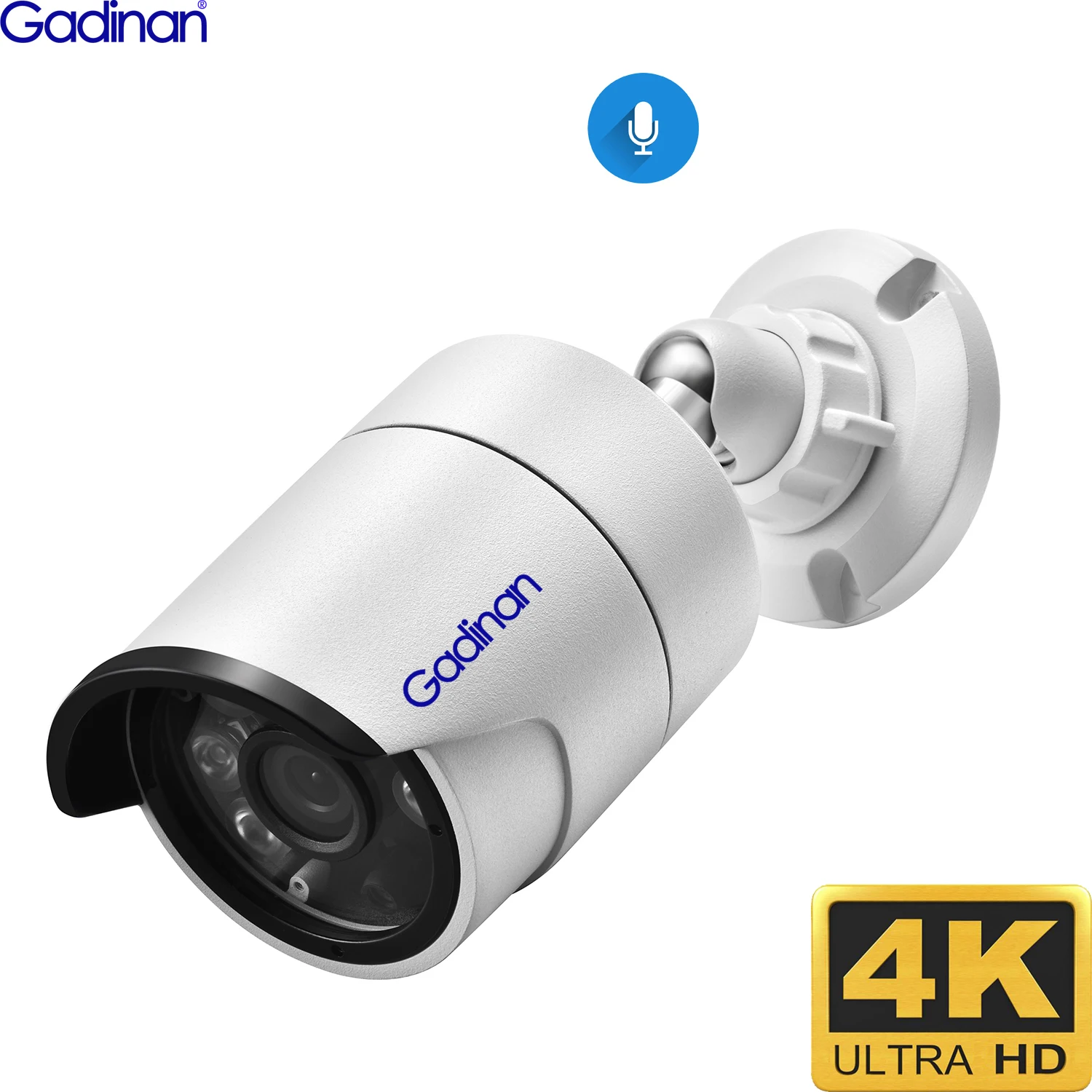 Gadinan 4K 8MP IP Camera Outdoor Street H.265 Metal  CCTV Array Night Vision IR POE Video Audio  Safety Protection  Surveillance