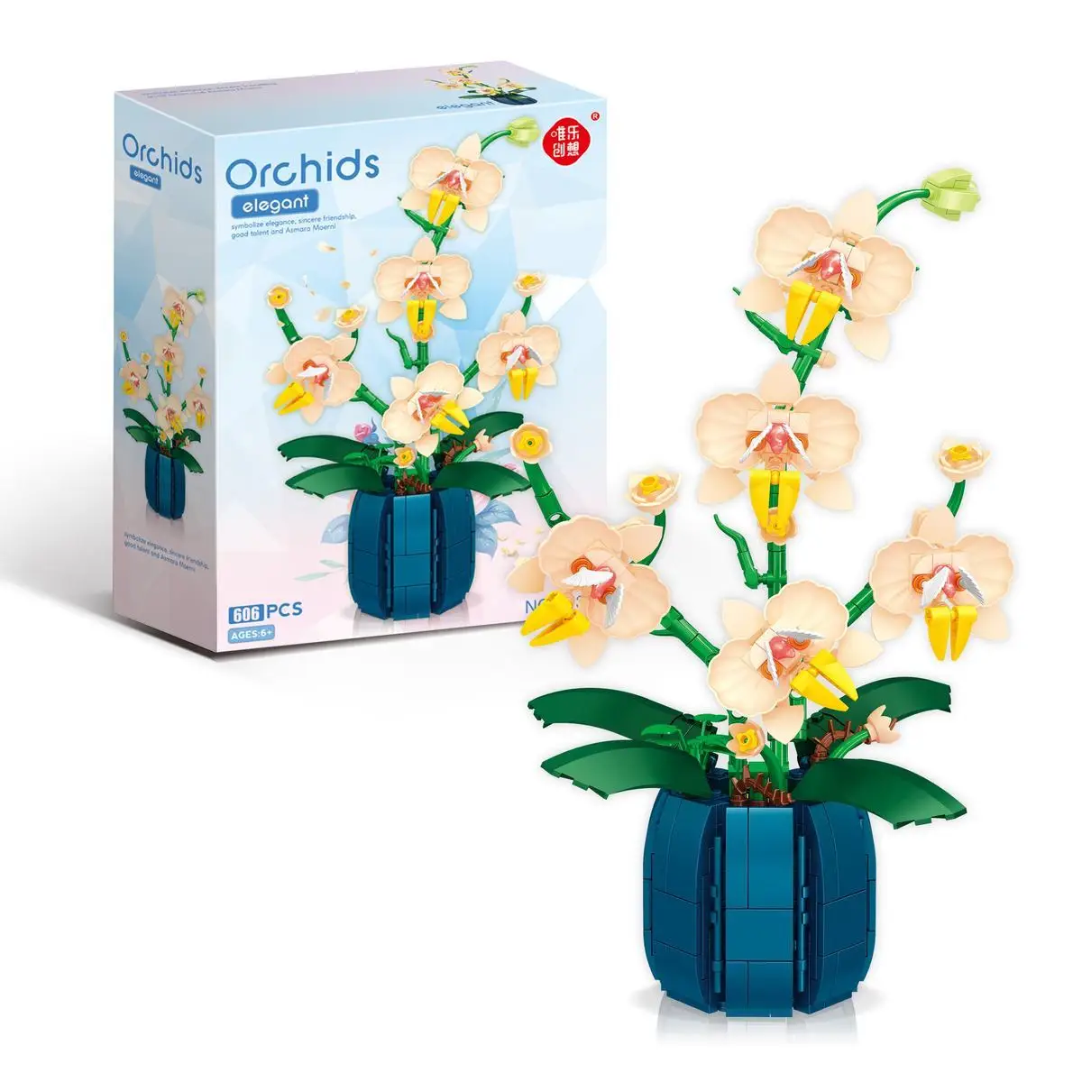 

Orchid building blocks, adult home decoration accessories (606 pieces)