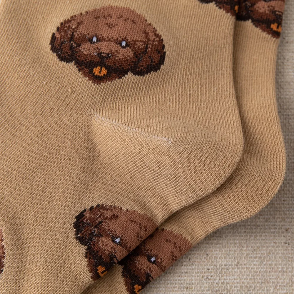 5 Paar süße Cartoon-Tier-Damensocken, modische Street-Style-Spaß-Mittelrohrsocken – Detail 12