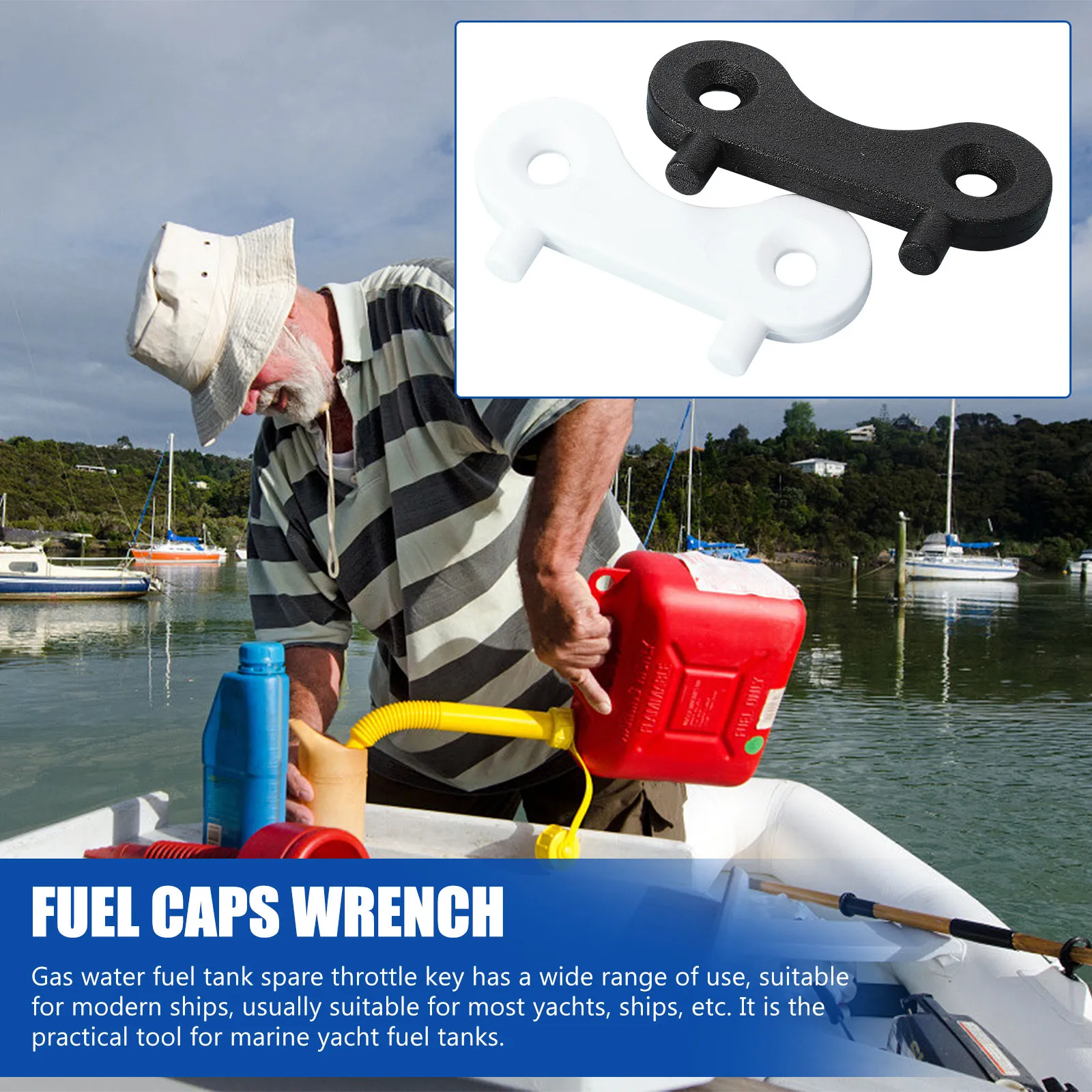 

4Pcs Plastic Gas Deck Wrench Kit for Boats Yachts Marine Vessels White Black Throttle Replacement Plate Tool Universal Fuel Cap