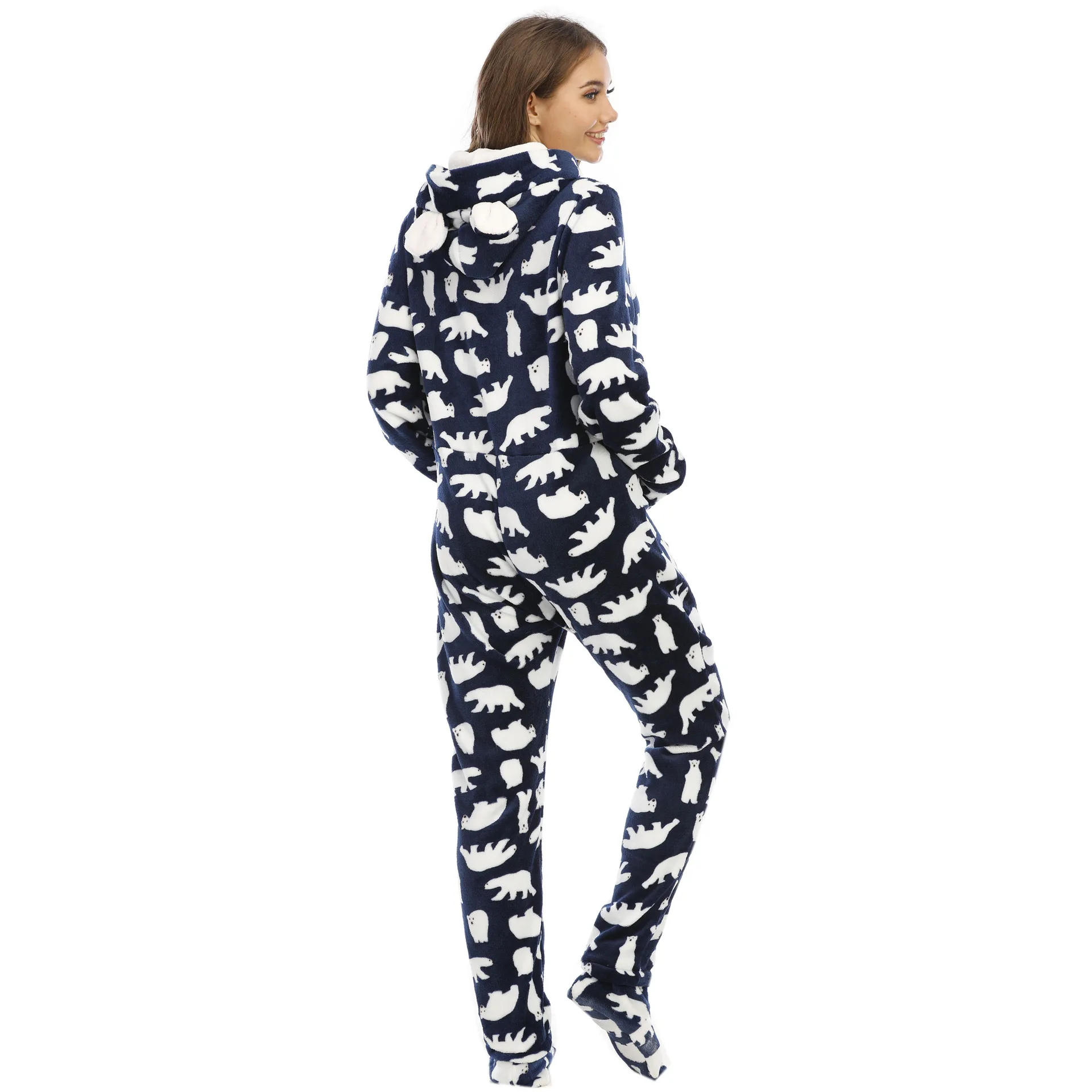 2024 Sleepwear pijama unicornio Womens Fashion Printing Hooded Flannel Long Sleeve Onesies for Adults Kigurumi