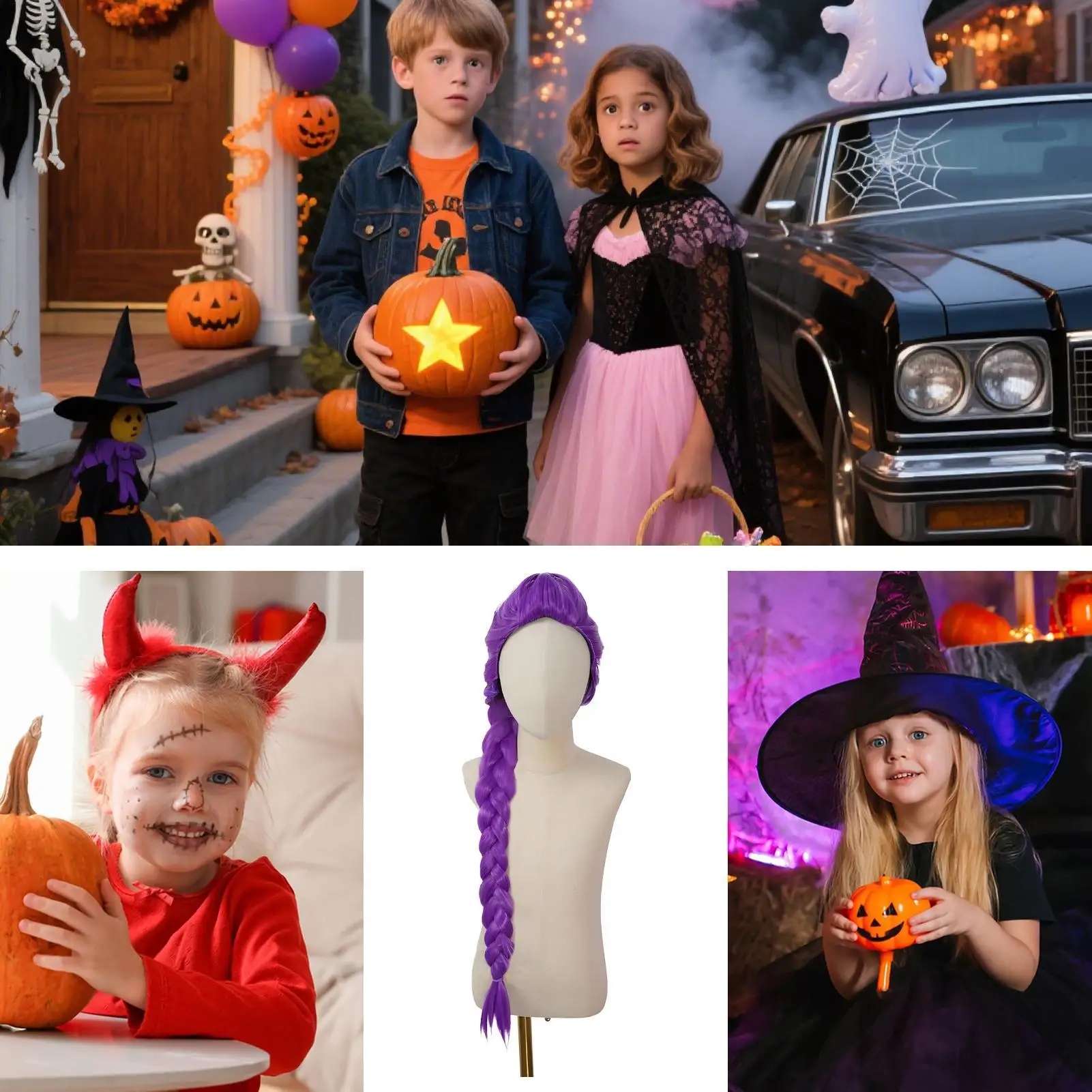 Anime Wig Cartoon Cosplay Wig Halloween Cosplay Costumes wigs KIDs anime Wig Women Clothing Accessories for Exhibition Stage