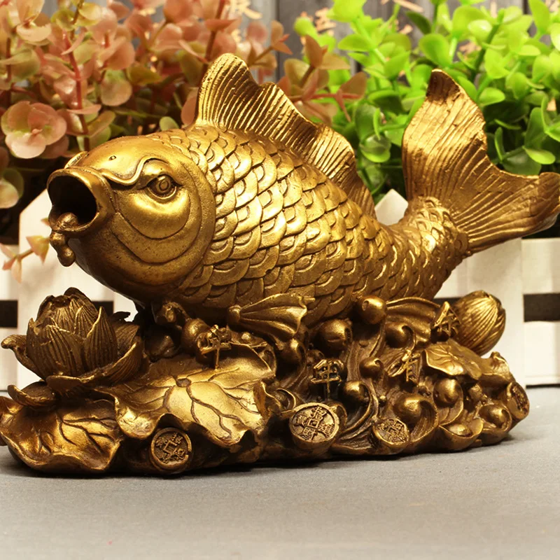 

Feng Shui Copper Carp Leaping Over Lotus Platform Copper Ornament Continuous Prosperity Carp Lucky Charm Year After Year There A