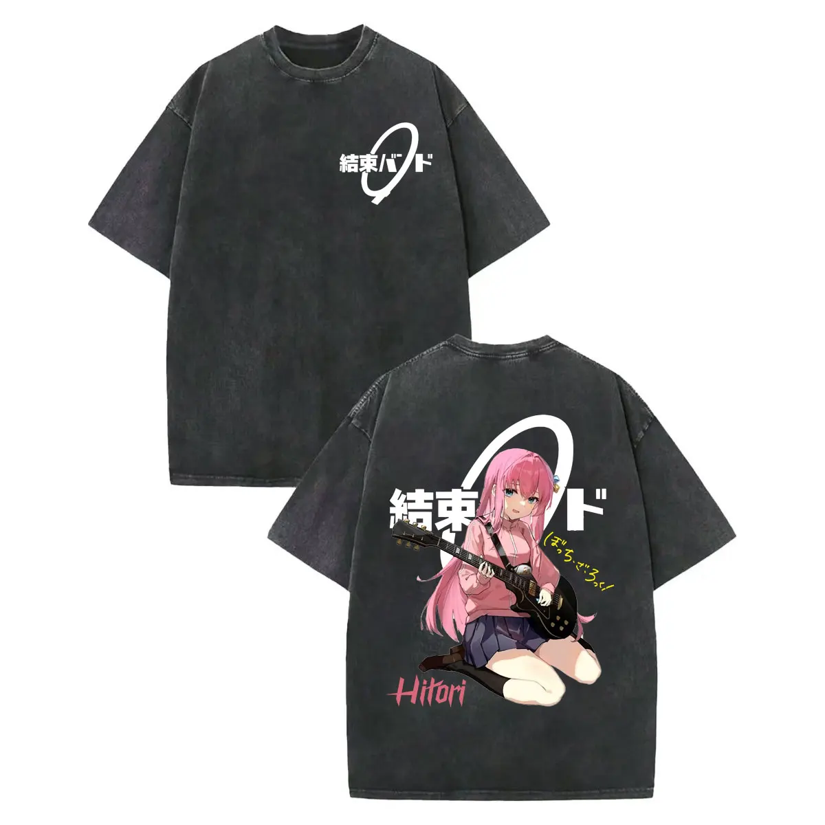 

Japanese Anime Bocchi The Rock Graphic T Shirts Harajuku Cartoon Vintage Washed T-shirt Men Women Casual Fashion Loose T-shirts