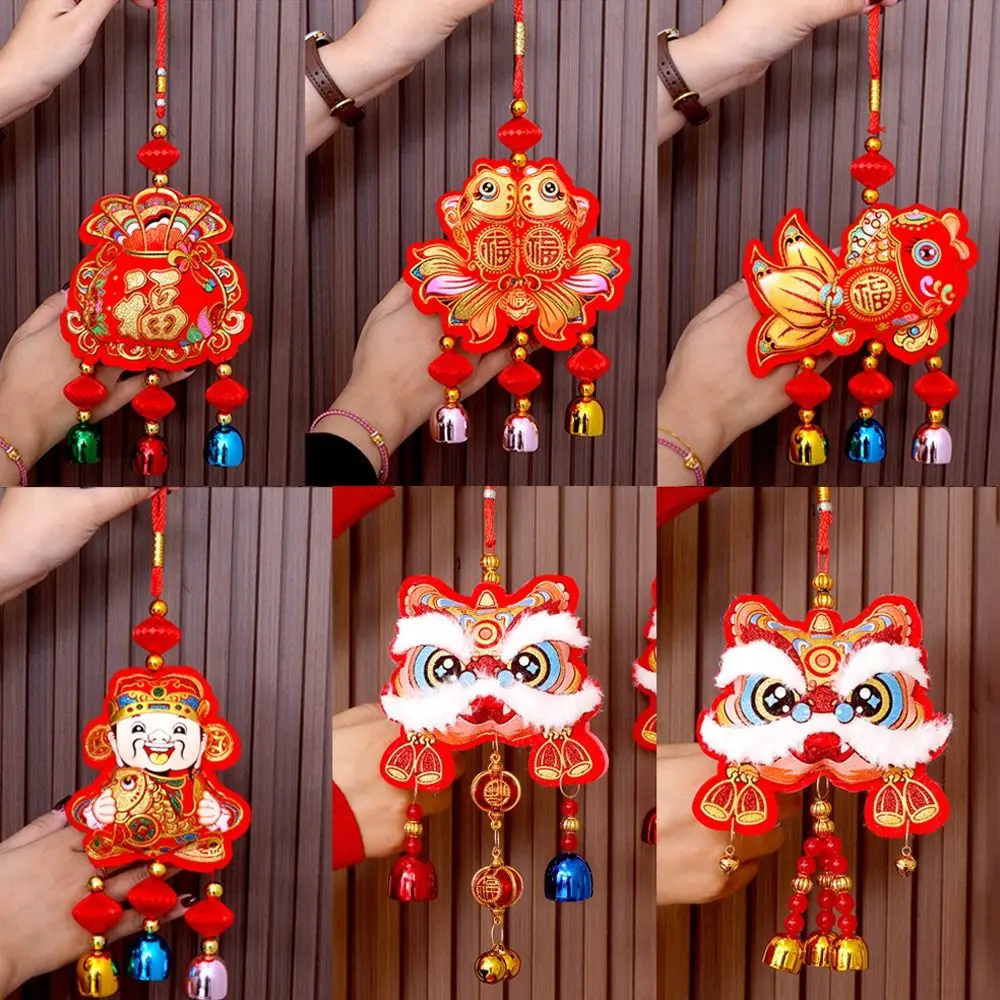 Bell Tassels Chinese New Year Decoration Door Hanging Ornament Flocking Lucky Bag Pendant Spring Festival Pendants