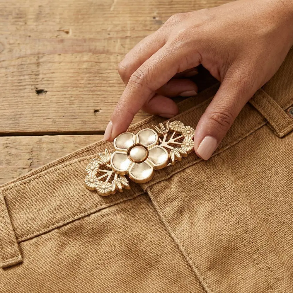 Retro Adjustable Waist Tightener No Sewing Removable Detachable Waist Clips Traditional Gold Clothing Waist Closing Button Shawl