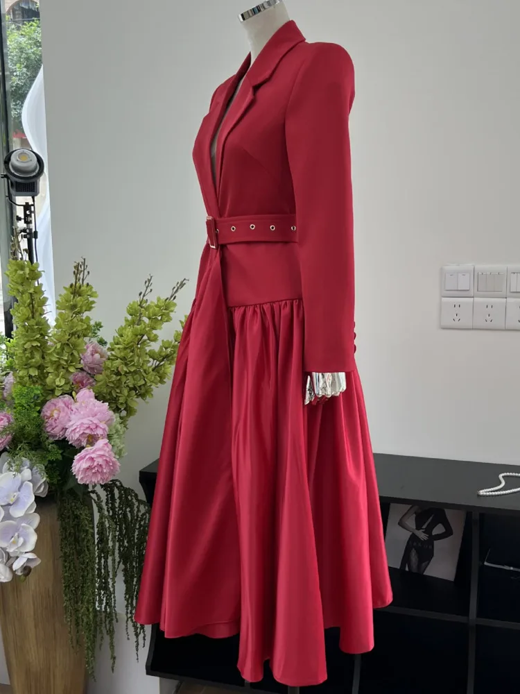 Jnmc elegantes Temperament ein Knopf spleißen große Schaukel Mode Anzug Kleid 2024 Frühling und Herbst neu für Damen artikel