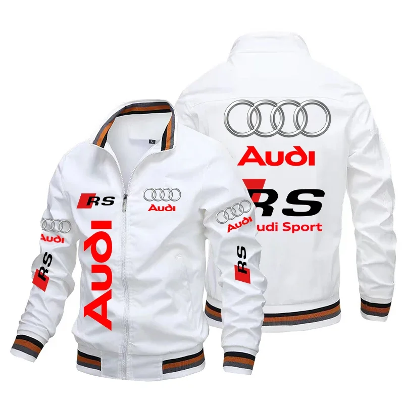 Kurtka dla mężczyzn Audi i RS Logo Print Kurtka motocyklowa Wiatrówka Męska kurtka motocyklowa Audi Kurtka sportowa Odzież męska S-5XL