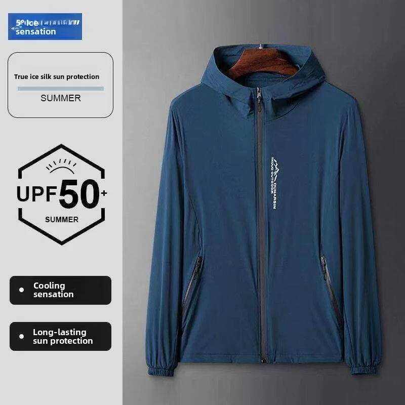 Ice Silk Men's Summer Outdoor Lightweight Anti-Uv Fishing Large Size Quick Dry Beach Sun Protection Clothing Jacket